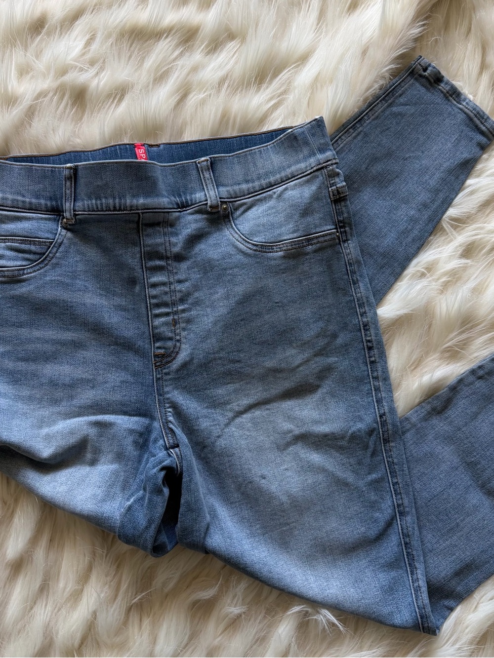 SPANX Skinny High-Rise Jeans in Medium Blue Wash